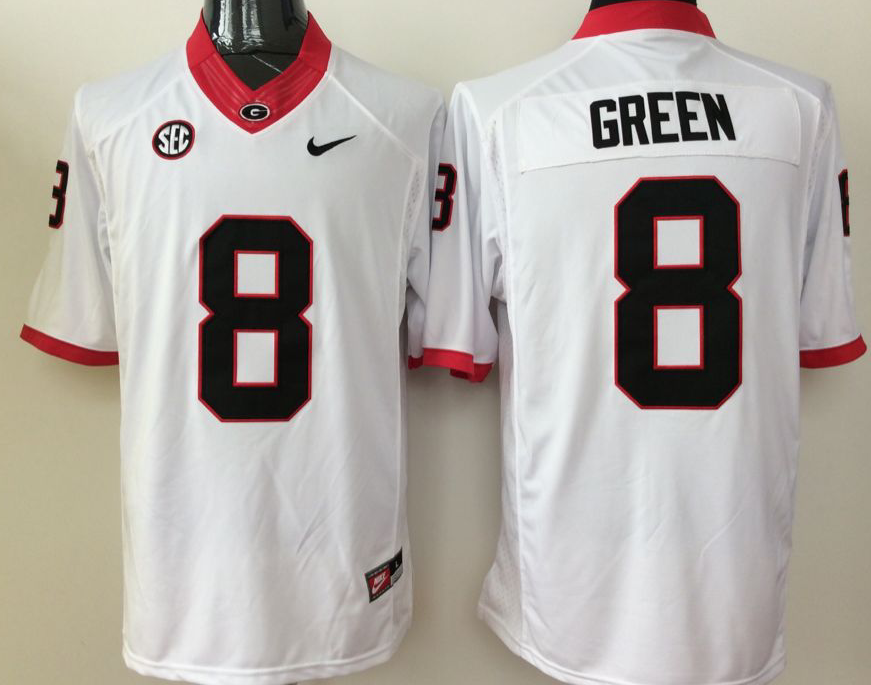 NCAA Men Georgia Bulldogs White 8 green